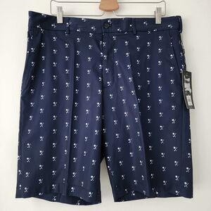 NWT Walter Hagen Perfect 11 Golf Shorts Palm Trees Golf Clubs Navy Mens‎ Size 36